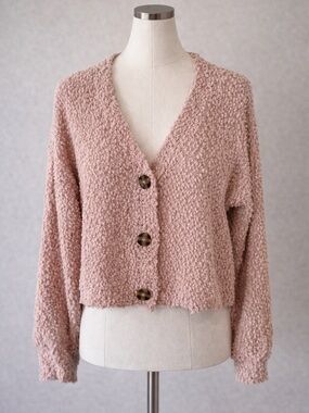 Blush Pink Chunky Button Cardigan